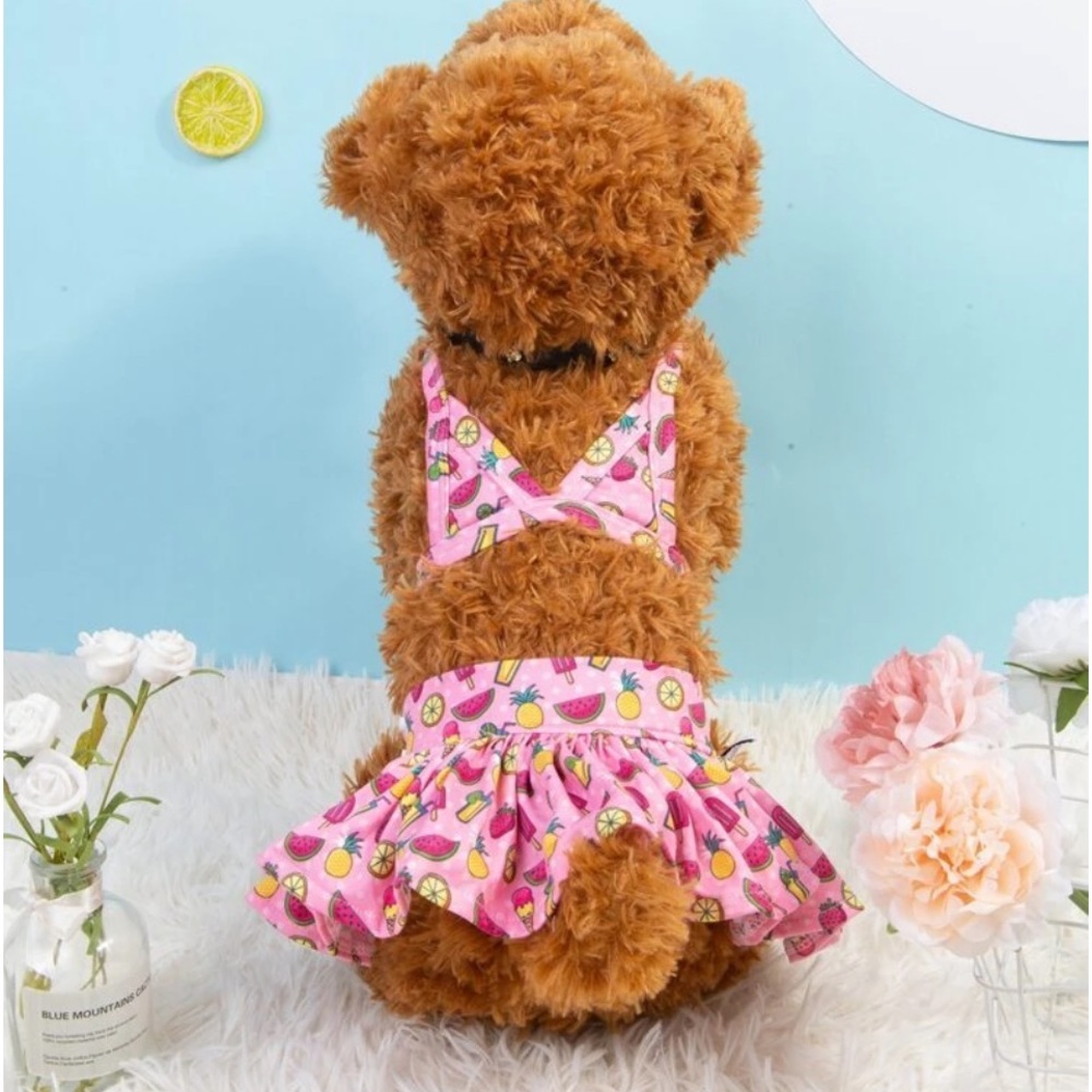 Adorable  Dog 2-piece Bikini Pink  Swimsuit Size XS